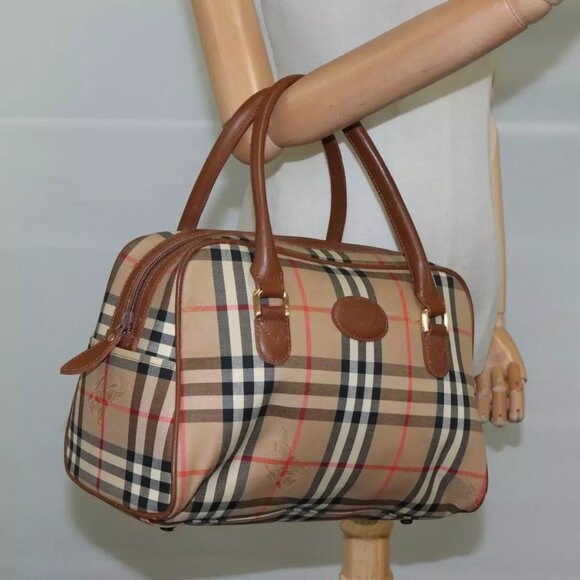 Burberrys Nova Check Hand Bag Canvas Beige Auth - Picture 7 of 16